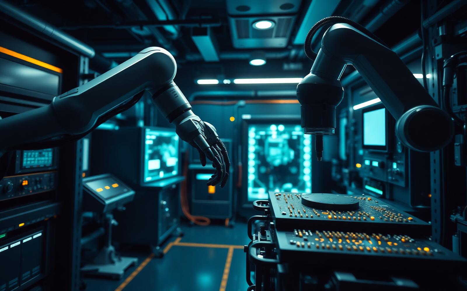 Advanced engineering laboratory with robotic instrumentation and electronics